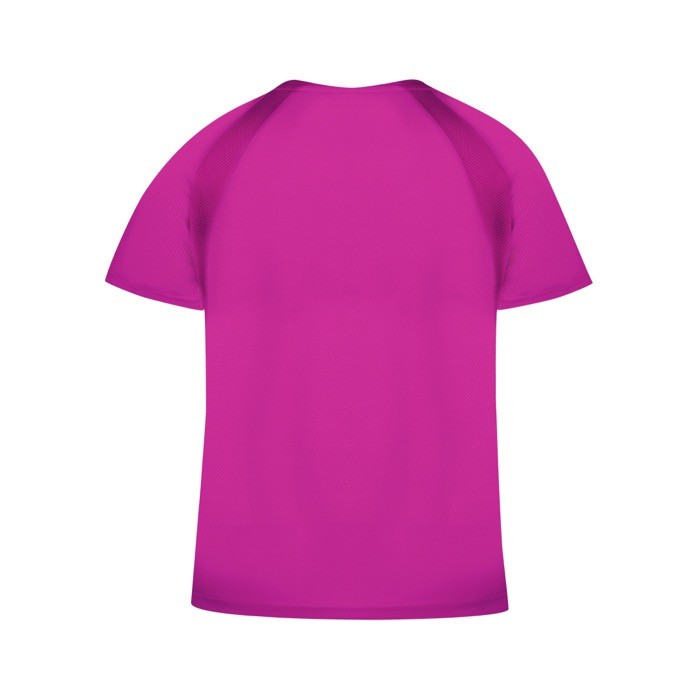 Camiseta técnica para mujer de 100% poliéster transpirable 135 g/m2 color fucsia cuarta vista