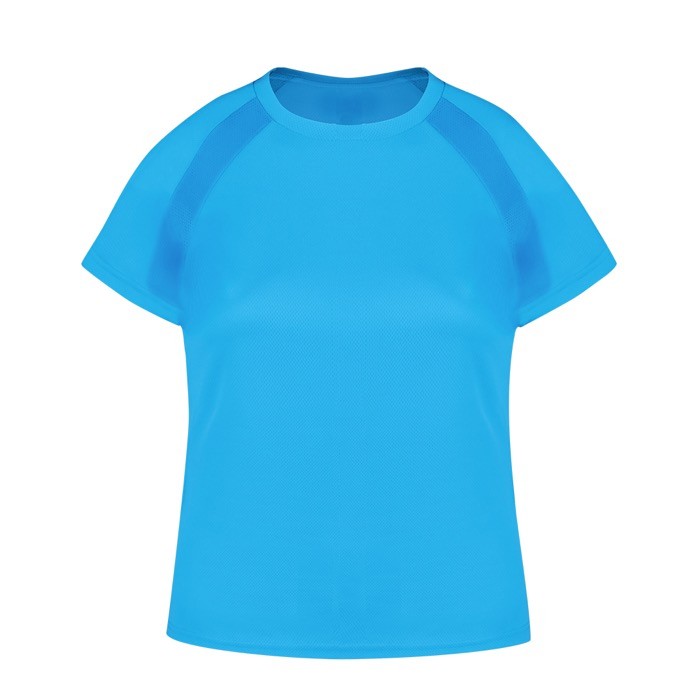 Camiseta técnica para mujer de 100% poliéster transpirable 135 g/m2 color azul claro primera vista