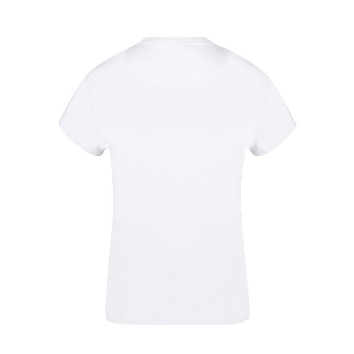 Camiseta blanca para mujer de cuello redondo 100% algodón 160 g/m2 color blanco segunda vista Camiseta blanca para mujer de cuello redondo 100% algodón 160 g/m2 color blanco segunda vista