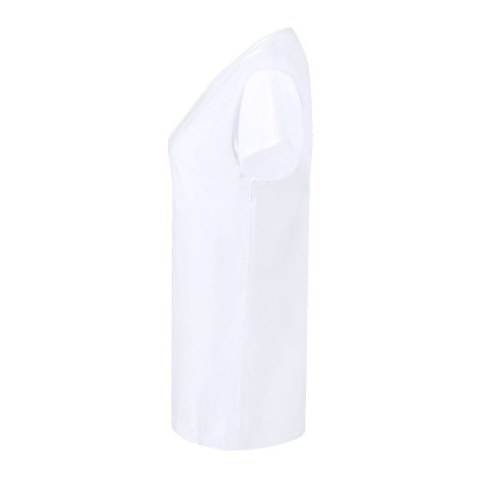Camiseta blanca para mujer de cuello redondo 100% algodón 160 g/m2 color blanco tecera vista Camiseta blanca para mujer de cuello redondo 100% algodón 160 g/m2 color blanco tecera vista