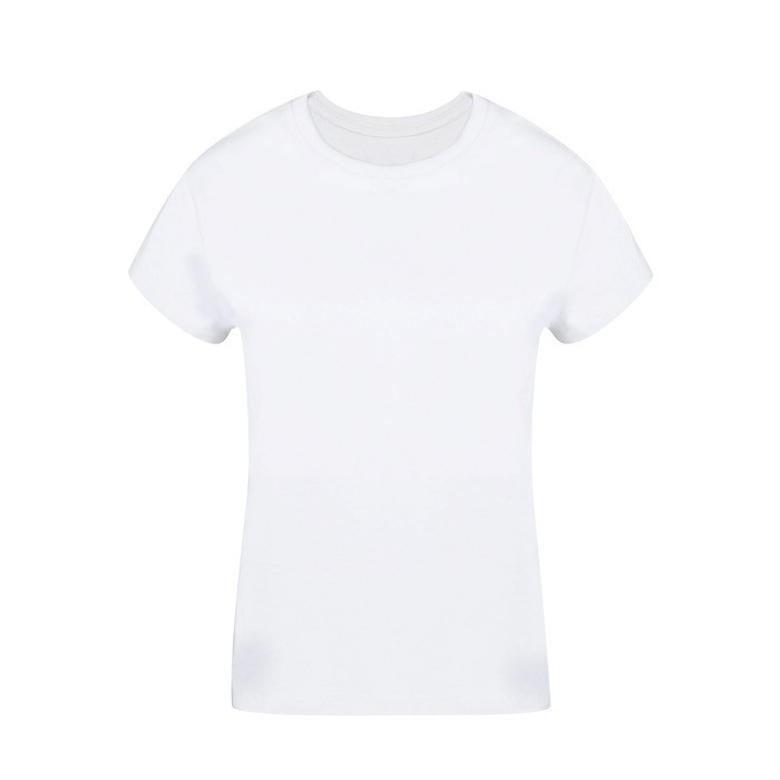 Camiseta blanca para mujer de cuello redondo 100% algodón 160 g/m2 color blanco primera vista Camiseta blanca para mujer de cuello redondo 100% algodón 160 g/m2 color blanco primera vista