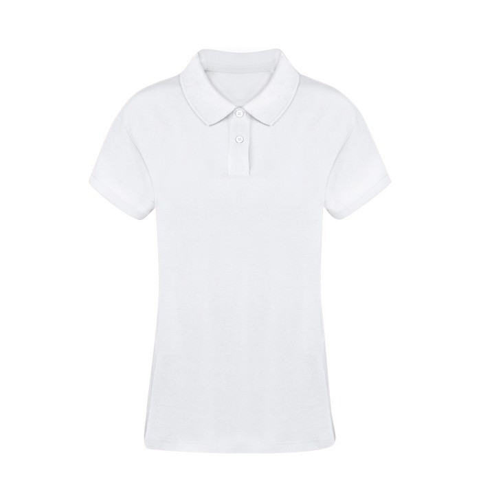 Polo blanco para mujer de 100% algodón con 2 botones a juego 220 g/m2 color blanco primera vista