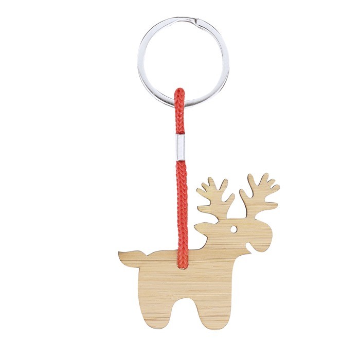 Llavero navideño de bambú en forma de bota de navidad personalizable primera vista Llavero navideño de bambú en forma de bota de navidad personalizable primera vista