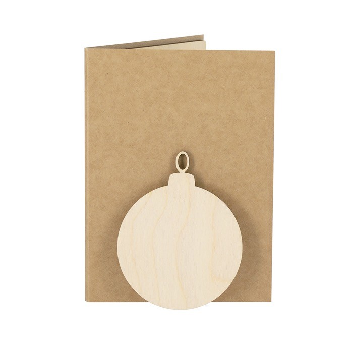 Postal navideña con adorno en forma de bola y semillas de pino segunda vista Postal navideña con adorno en forma de bola y semillas de pino segunda vista