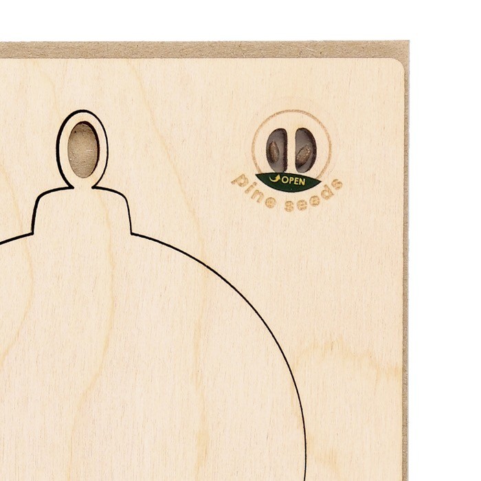 Postal navideña con adorno en forma de bola y semillas de pino octava vista Postal navideña con adorno en forma de bola y semillas de pino octava vista