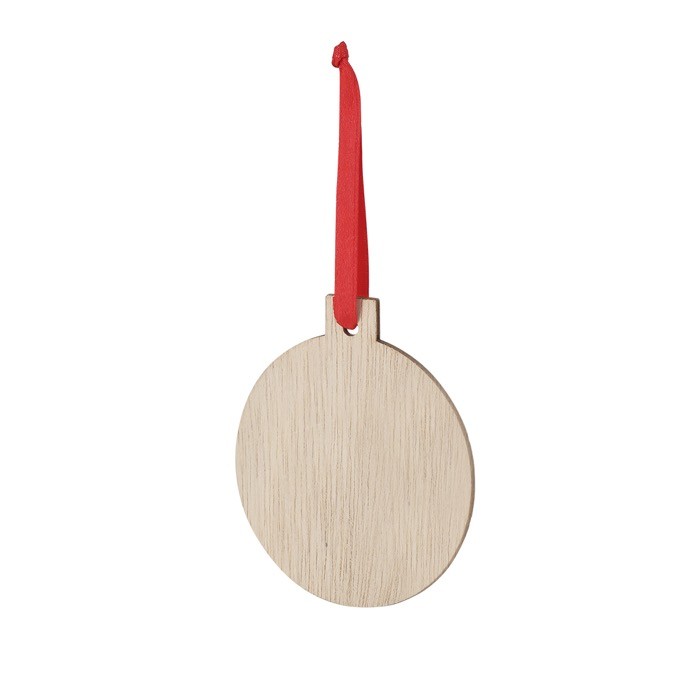 Adorno con diseño de gorro de Navidad hecho de madera y listón rojo primera vista Adorno con diseño de gorro de Navidad hecho de madera y listón rojo primera vista