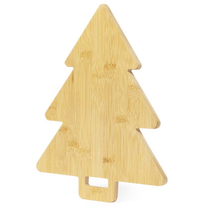 Tabla de cortar edición navideña en forma de árbol con asa troquelada segunda vista Tabla de cortar edición navideña en forma de árbol con asa troquelada segunda vista