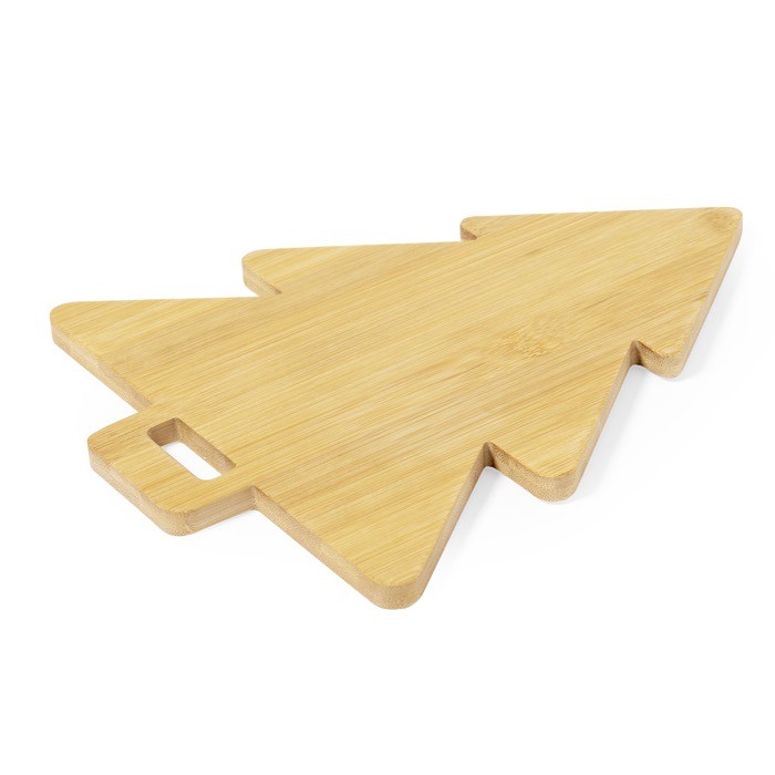 Tabla de cortar edición navideña en forma de árbol con asa troquelada tercera vista Tabla de cortar edición navideña en forma de árbol con asa troquelada tercera vista