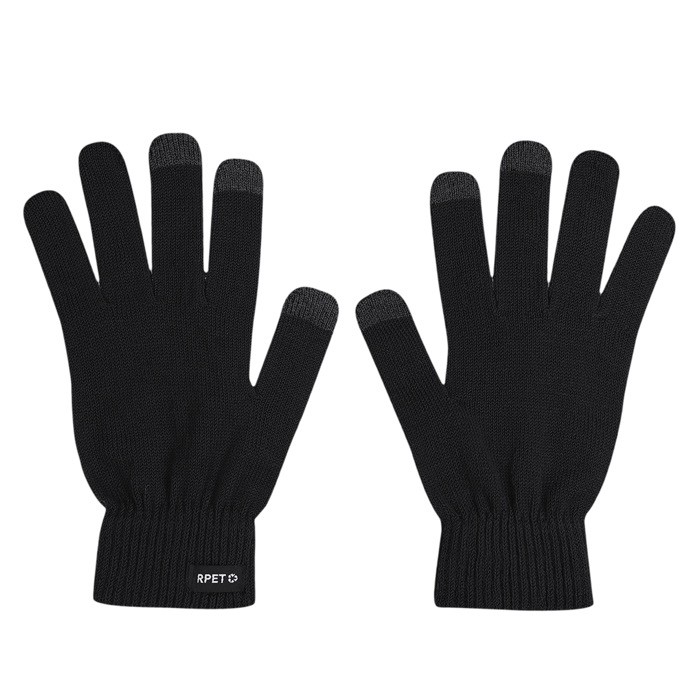 Guantes táctiles para adultos de suave poliéster RPET talla única color negro primera vista