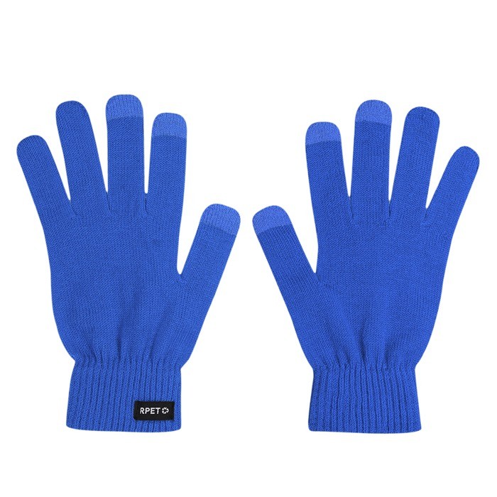 Guantes táctiles para adultos de suave poliéster RPET talla única color azul primera vista