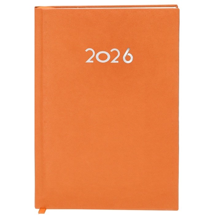 Agenda de tapa rígida de PU con vista diaria en inglés y español A5 color naranja Agenda de tapa rígida de PU con vista diaria en inglés y español A5 color naranja