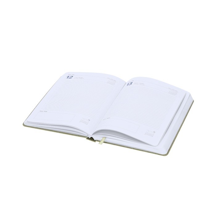 Agenda de cartón reciclado con vista diaria en inglés y español A5 sexta vista