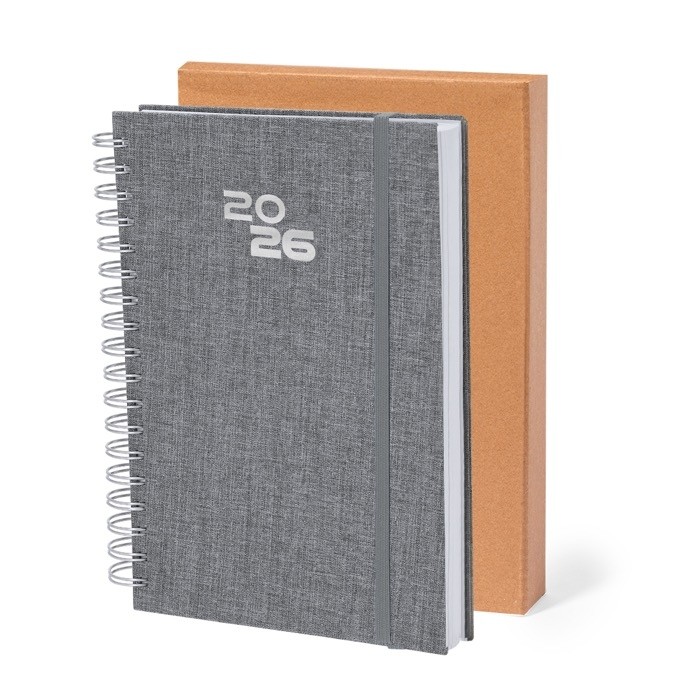 Agenda de anillas de RPET con vista diaria en inglés y español B5