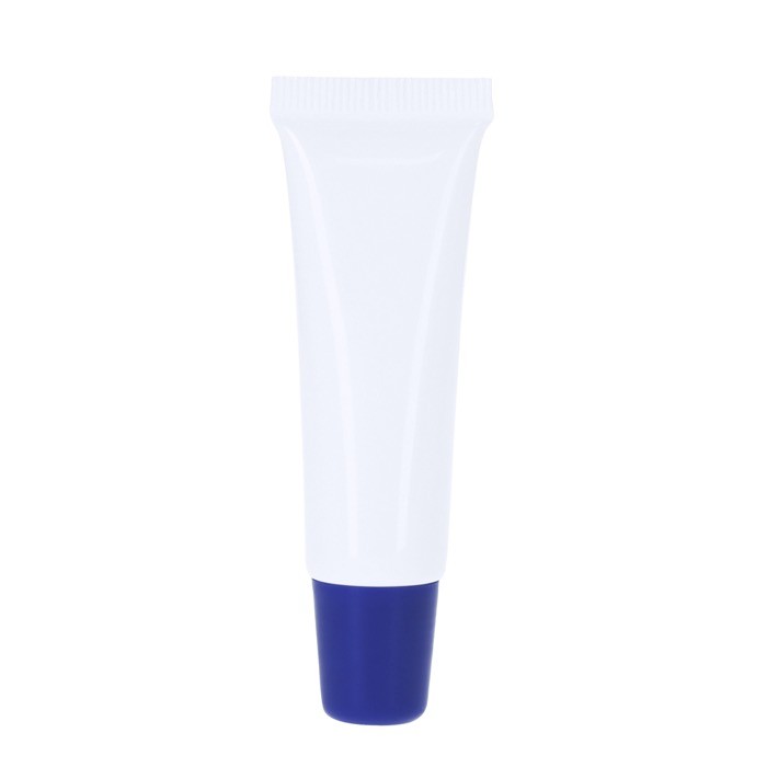 Bálsamo labial en formato crema en tubo blanco con tapón a color SPF15 color azul primera vista