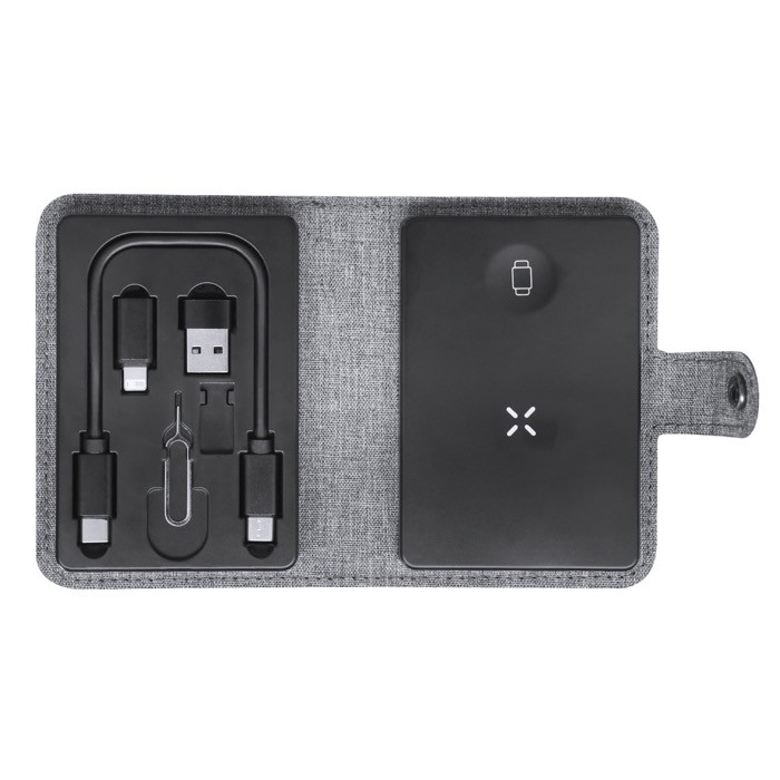 Estuche con base de carga inalámbrica y herramientas para el móvil color gris primera vista