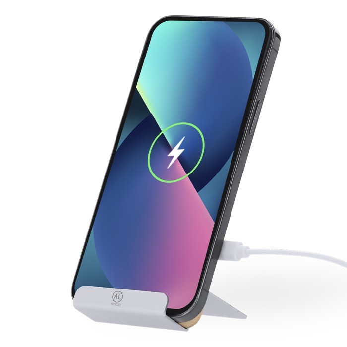 Soporte para móvil hecho de bambú con función cargador inalámbrico 15W quinta vista