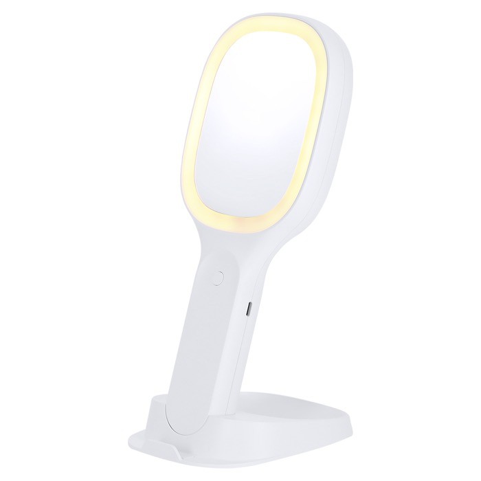 Espejo multifunción con cargador inalámbrico, soporte móvil y luz cuarta vista Espejo multifunción con cargador inalámbrico, soporte móvil y luz cuarta vista