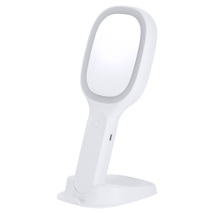 Espejo multifunción con cargador inalámbrico, soporte móvil y luz color blanco segunda vista Espejo multifunción con cargador inalámbrico, soporte móvil y luz color blanco segunda vista