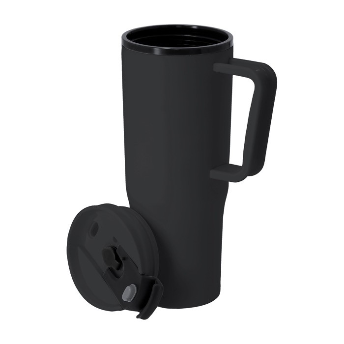 Vaso térmico de PP reciclado con asa de agarre ergonómica 800ml cuarta vista Vaso térmico de PP reciclado con asa de agarre ergonómica 800ml cuarta vista