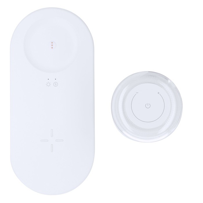 Cargador inalámbrico con lámpara de luz blanca y multicolor 15W novena vista Cargador inalámbrico con lámpara de luz blanca y multicolor 15W novena vista