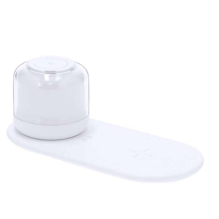 Cargador inalámbrico con lámpara de luz blanca y multicolor 15W color blanco primera vista Cargador inalámbrico con lámpara de luz blanca y multicolor 15W color blanco primera vista