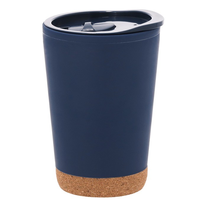 Vaso take away de doble pared con detalle de corcho en la base 260ml color azul marino primera vista