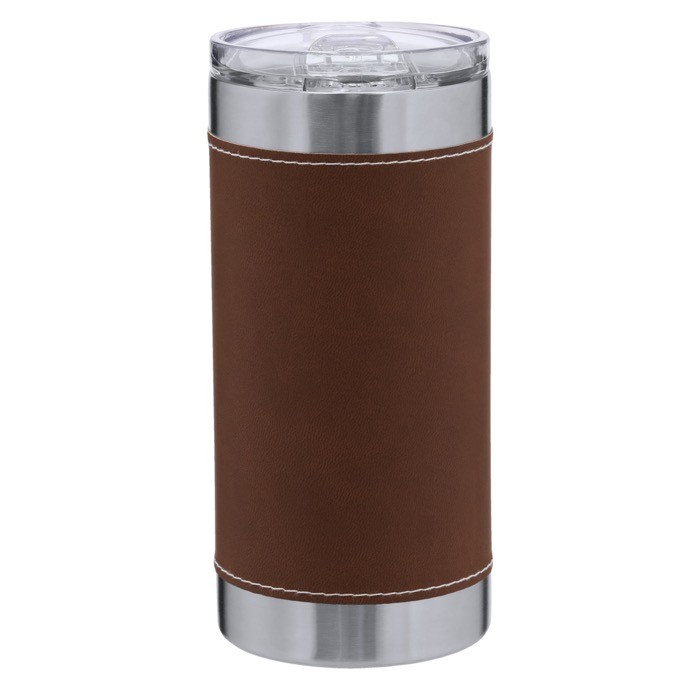 Vaso térmico de acero inoxidable con banda de PU a color 530ml color marrón primera vista Vaso térmico de acero inoxidable con banda de PU a color 530ml color marrón primera vista