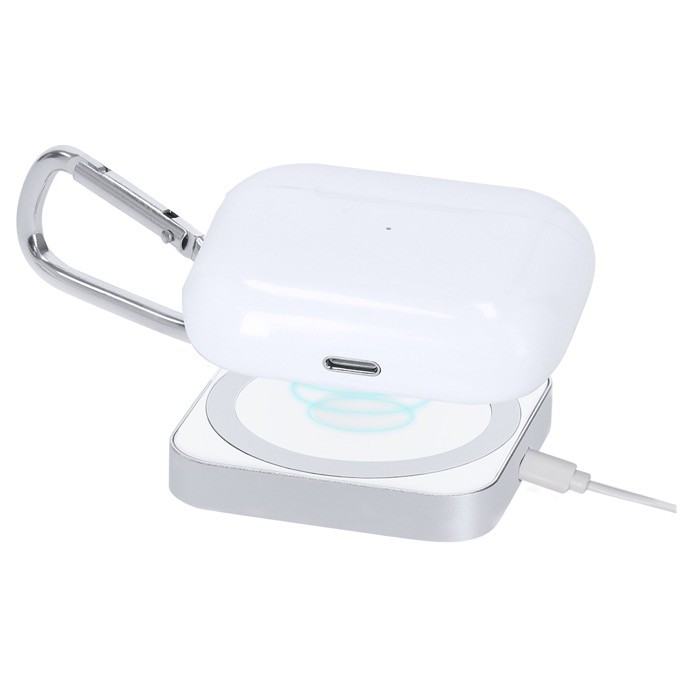 Cargador inalámbrico con mosquetón para dispositivos tecnológicos 15W Cargador inalámbrico con mosquetón para dispositivos tecnológicos 15W