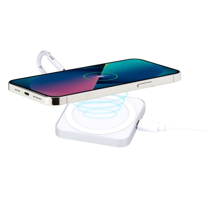 Cargador inalámbrico con mosquetón para dispositivos tecnológicos 15W cuarta vista Cargador inalámbrico con mosquetón para dispositivos tecnológicos 15W cuarta vista