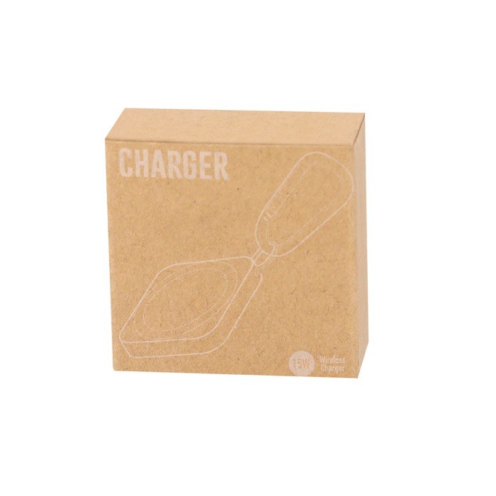 Cargador inalámbrico con mosquetón para dispositivos tecnológicos 15W vista con caja Cargador inalámbrico con mosquetón para dispositivos tecnológicos 15W vista con caja