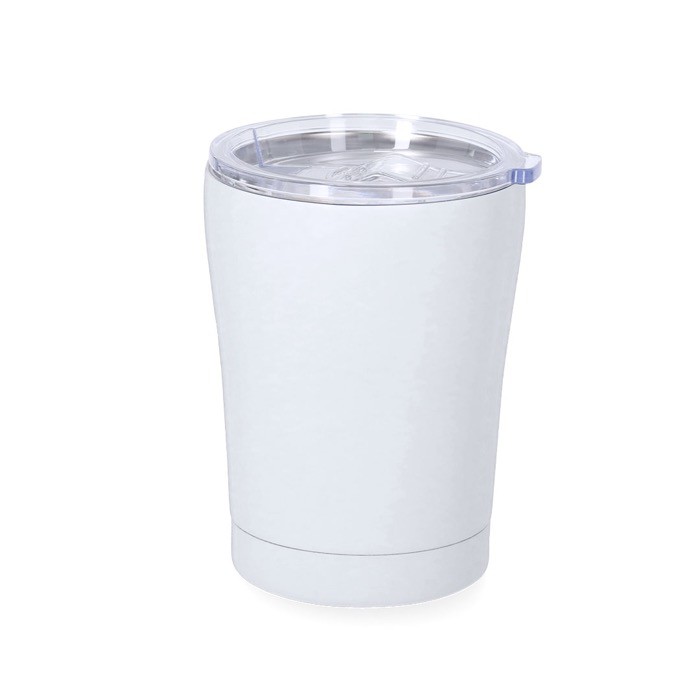 Vaso térmico de acero inoxidable con tapa a presión y dosificador 350ml color blanco primera vista