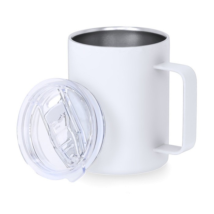 Taza térmica de acero inoxidable con acabado caucho y tapa 400ml segunda vista