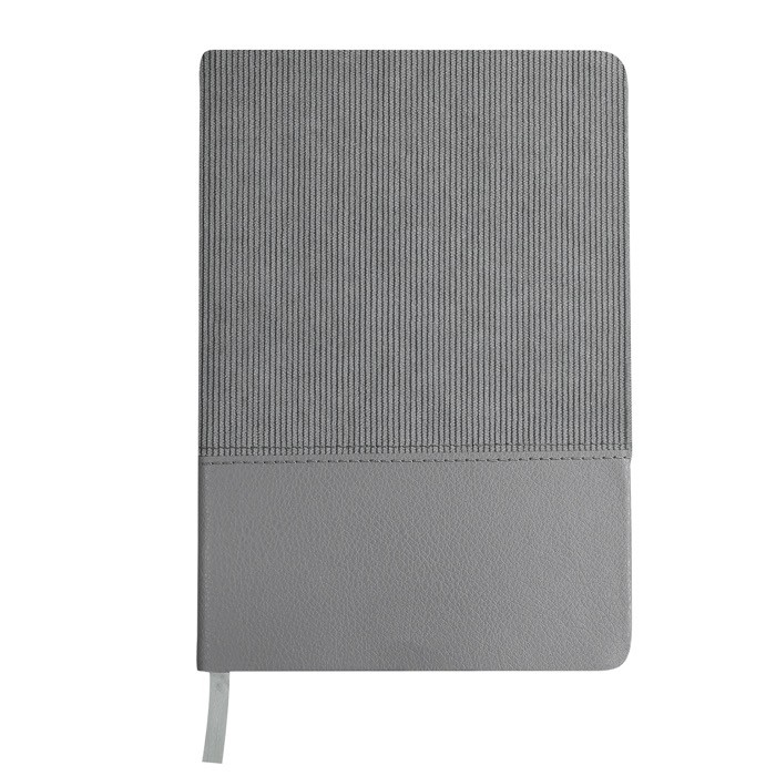 Libreta bicolor de suave pana de poliéster y PU  hojas lisas A5 color gris primera vista Libreta bicolor de suave pana de poliéster y PU  hojas lisas A5 color gris primera vista
