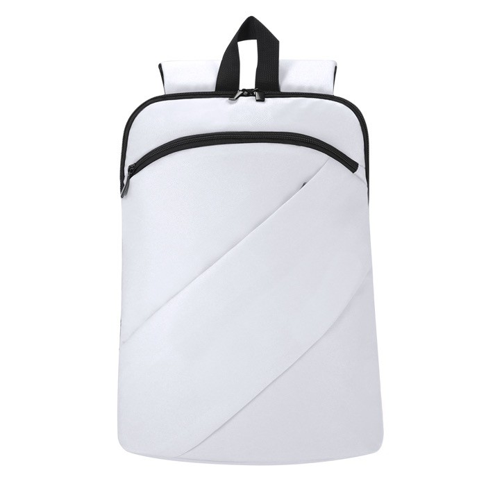 Mochila de PU para portátil con 2 bolsillos frontales invisibles 15'' color blanco primera vista