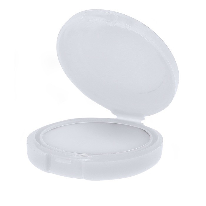Bálsamo labial en estuche de color redondo con protección SPF15 color blanco primera vista