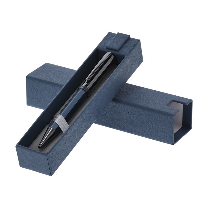 Bolígrafo de acero inox con empuñadura de diseño hexagonal tinta azul quinta vista