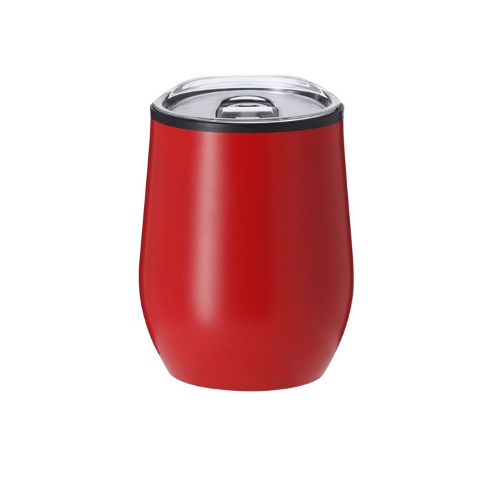 Vaso térmico de acero inoxidable con tapa transparente 330ml color rojo primera vista Vaso térmico de acero inoxidable con tapa transparente 330ml color rojo primera vista