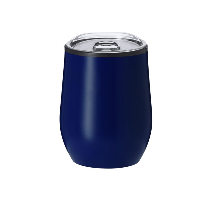 Vaso térmico de acero inoxidable con tapa transparente 330ml color azul marino primera vista Vaso térmico de acero inoxidable con tapa transparente 330ml color azul marino primera vista