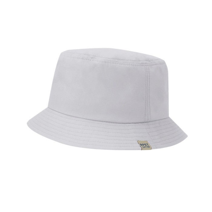 Clásico gorro estilo bob de RPET con protección solar UPF50+ color blanco primera vista Clásico gorro estilo bob de RPET con protección solar UPF50+ color blanco primera vista
