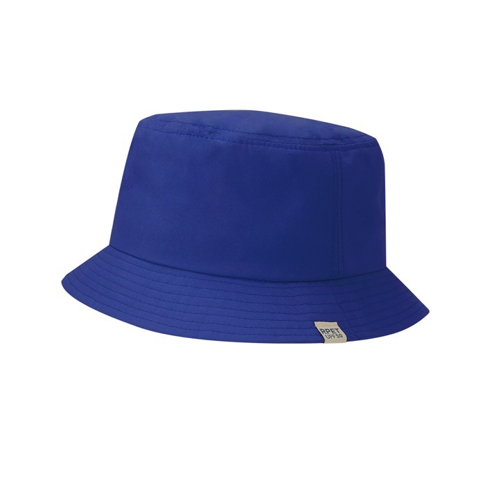 Clásico gorro estilo bob de RPET con protección solar UPF50+ color azul primera vista Clásico gorro estilo bob de RPET con protección solar UPF50+ color azul primera vista