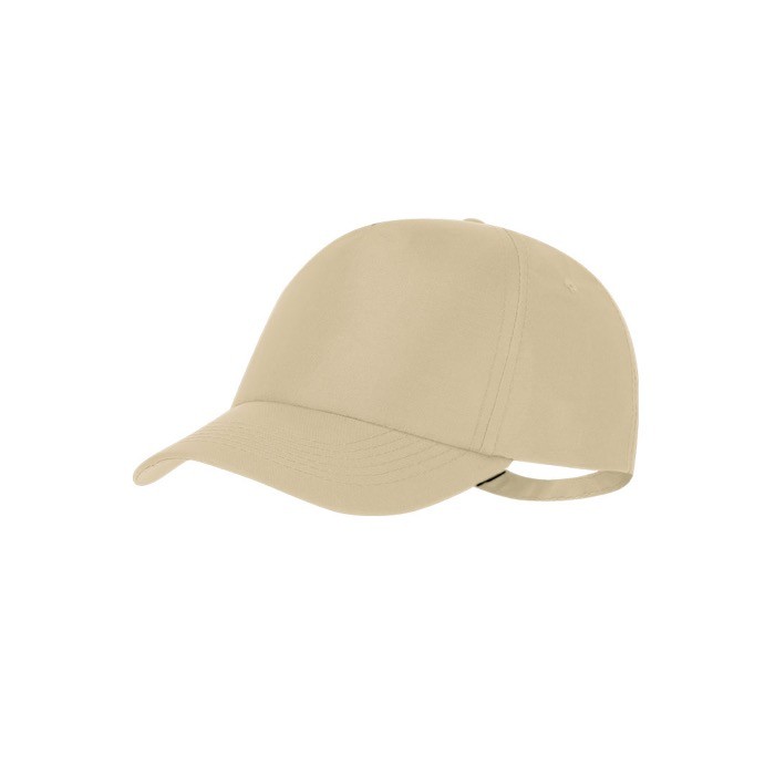 Gorra de poliéster RPET ajustable con hebilla metálica UV50 color natural primera vista
