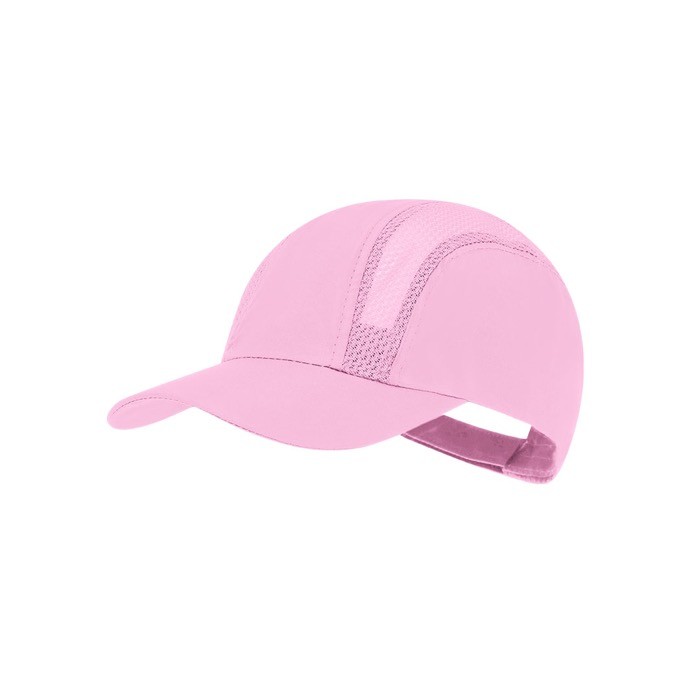 Gorra deportiva de microfibra con paneles transpirables color rosa primera vista Gorra deportiva de microfibra con paneles transpirables color rosa primera vista