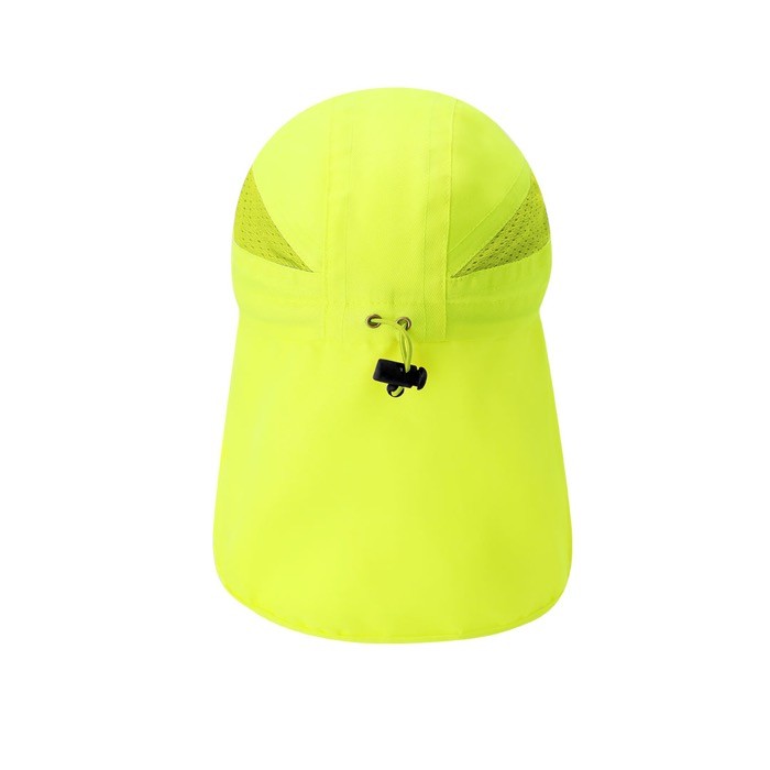 Gorra fluorescente ajustable y transpirable con solapa trasera tercera vista Gorra fluorescente ajustable y transpirable con solapa trasera tercera vista