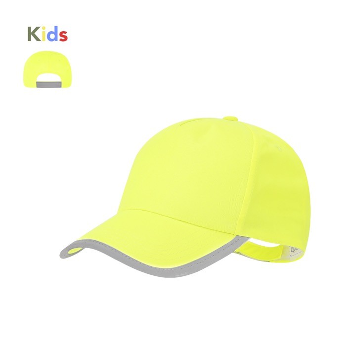 Gorra fluorescente para niño en poliéster con cierre de velcro Gorra fluorescente para niño en poliéster con cierre de velcro