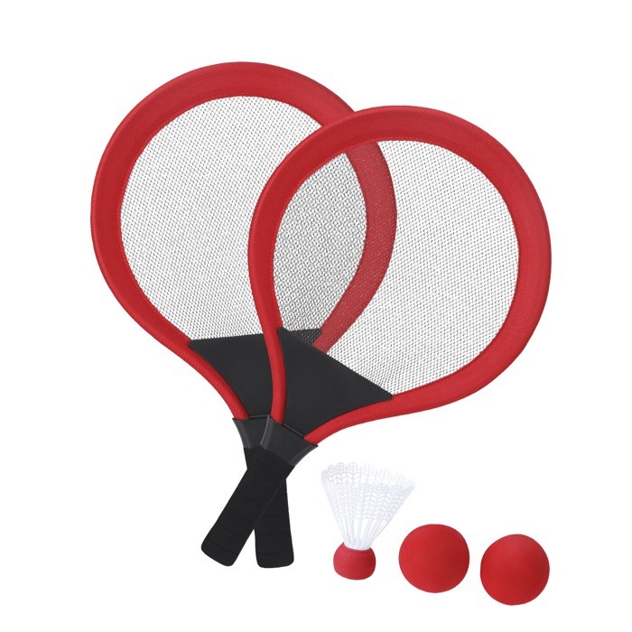 Set de 2 raquetas con 2 pelotas a juego y una pluma para aire libre Set de 2 raquetas con 2 pelotas a juego y una pluma para aire libre