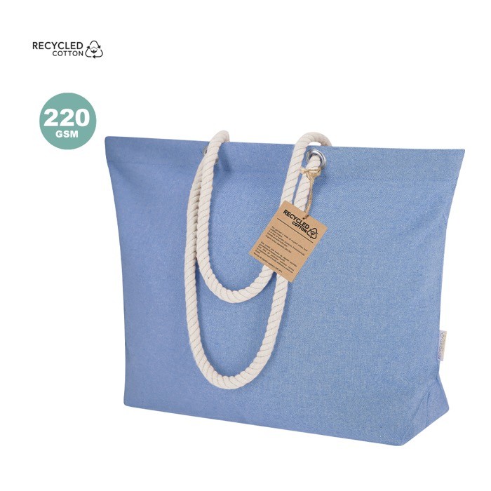 Bolsa de algodón reciclado y fuelle con asas de algodón 220 g/m2