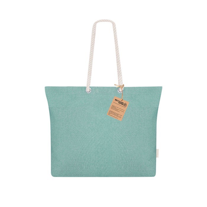 Bolsa de algodón reciclado y fuelle con asas de algodón 220 g/m2 color verde primera vista