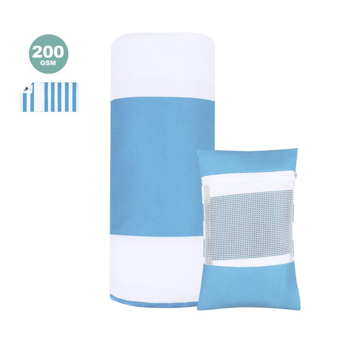 Toalla de playa con funda y bolsillo impermeable en la esquina 200 g/m2 Toalla de playa con funda y bolsillo impermeable en la esquina 200 g/m2