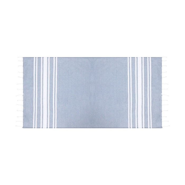 Fino pareo de algodón y poliéster de rayas y flecos blancos 150 g/m2 quinta vista Fino pareo de algodón y poliéster de rayas y flecos blancos 150 g/m2 quinta vista