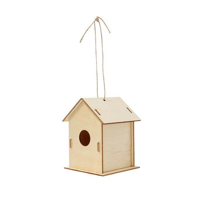 Casa de pájaros de madera con 6 pinturas a base de agua y pincel segunda vista